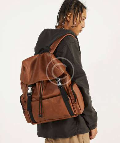 Faux leather backpack