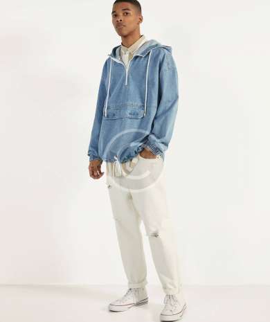 Denim pouch pocket jacket